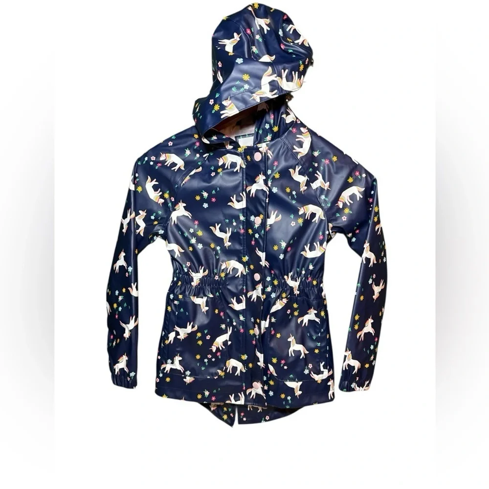Cat & Jack Kids Hooded Raincoat Jacket Coat Waterproof Girls Medium